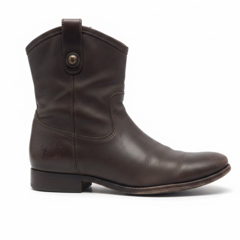 Women's Frye Boots Melissa Button Short Dark Brown Washed Leather Size 8